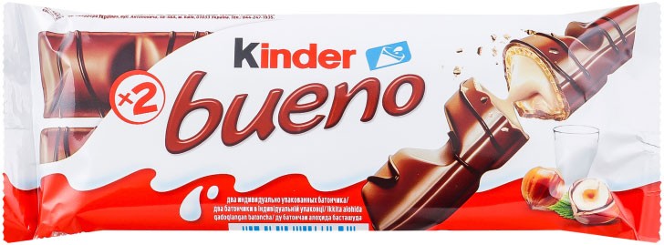 Батончик Kinder Bueno с молочно-ореховой начинкой 43г
