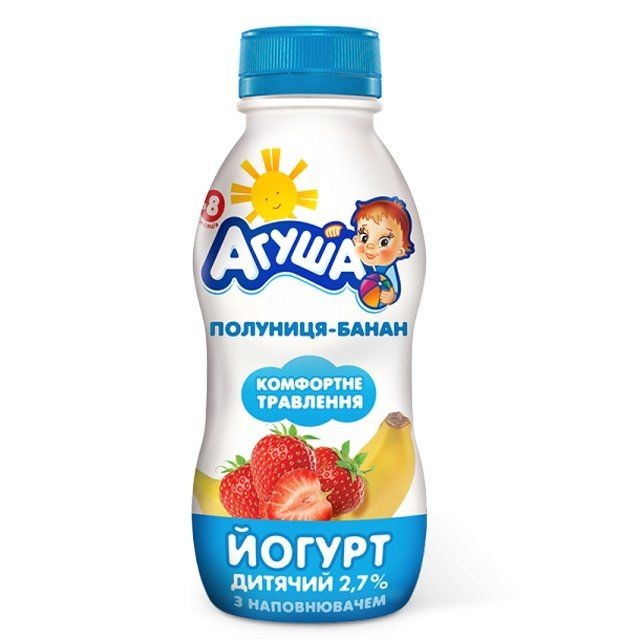 Йогурт Агуша клубника-банан 2,7% 200г