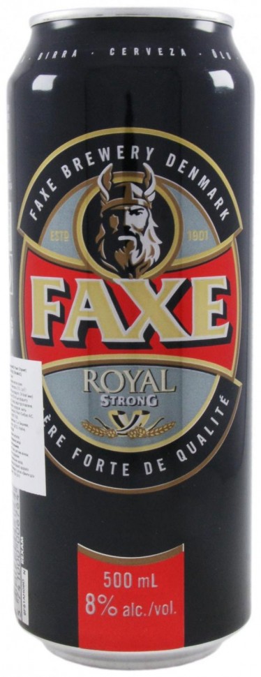 Пиво Faxe Royal Strong светлое 8% 0,5л ж/б