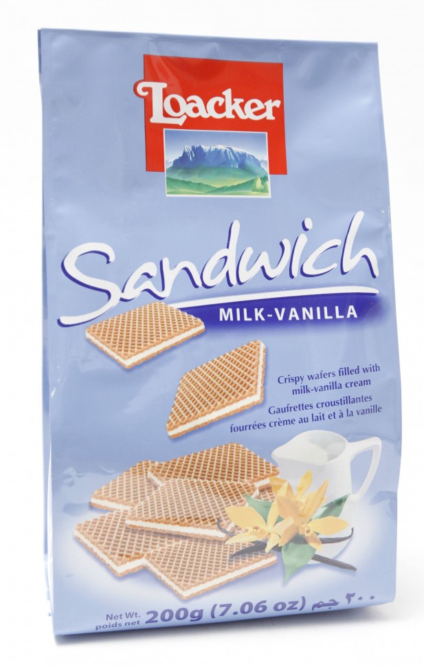 Вафли сэндвич с молочно-ванильной начинкой Loacker 200г