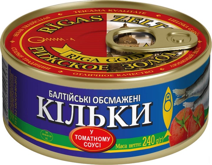 Кілька балтійська Ризьке золото Смажена в томатному соусі 240 г