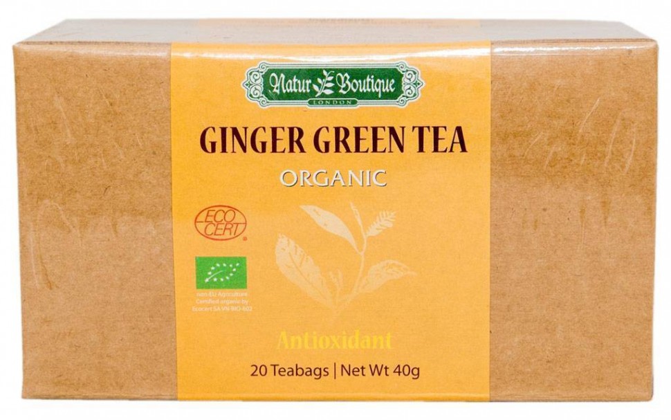 Чай органический зеленый с имбирем 20 пак Natur Boutique