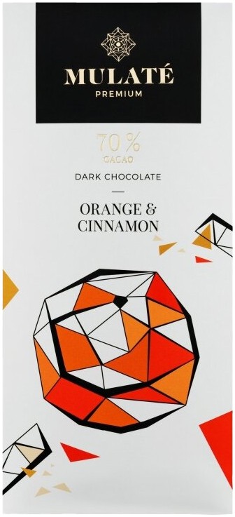Чорний шоколад Mulate Premium Апельсин і кориця 90г