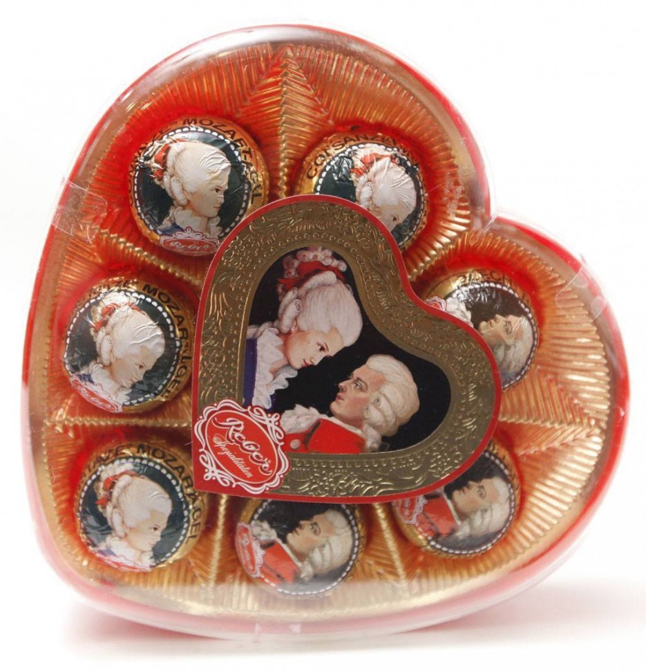 Конфеты шарики Mozart сердце 160 г ж/б