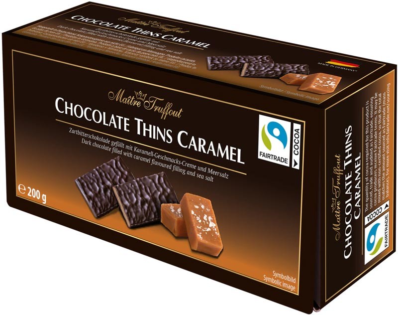 Шоколад черный Maitre Truffout Thins caramel соленая карамель 200 г