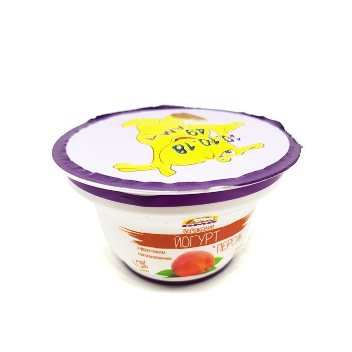 Йогурт сливочный Персик ТМ Ама 5% 0,125г стакан