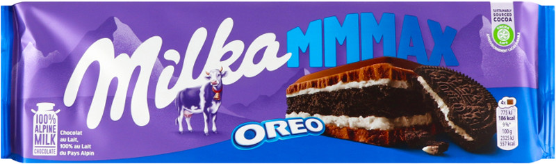Шоколад Milka Mmmax молочний з начинкою зі смаком ванілі та печивом Oreo 300г