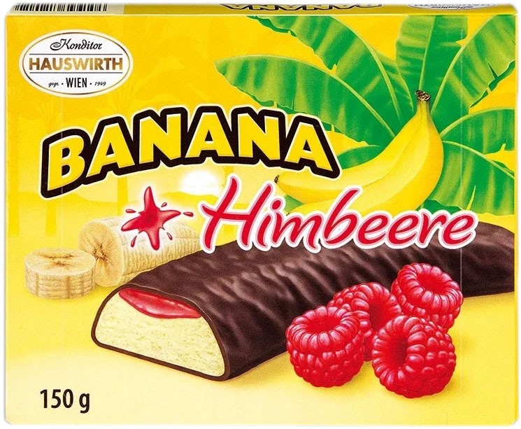 Цукерки Hauswirth банан-малина шоколадні 150г