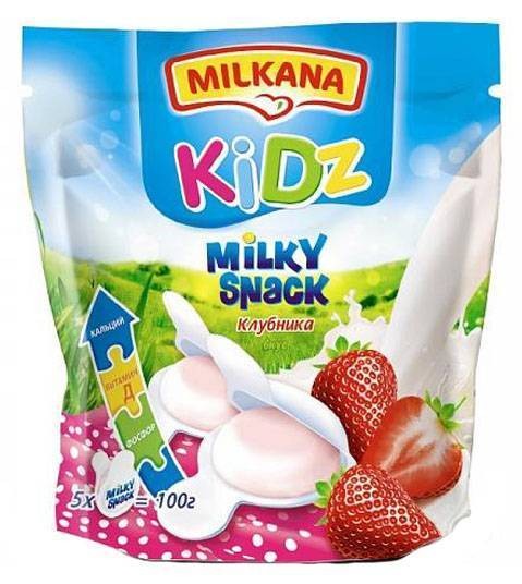 Сыр плавленый Kidz Milky Snack Milkana со вкусом клубники 5шт. по 20г.