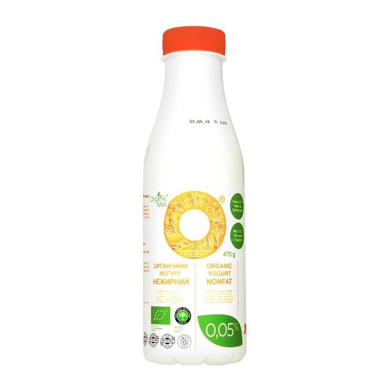 Йогурт Organik Milk нежирний 470г 0,05%