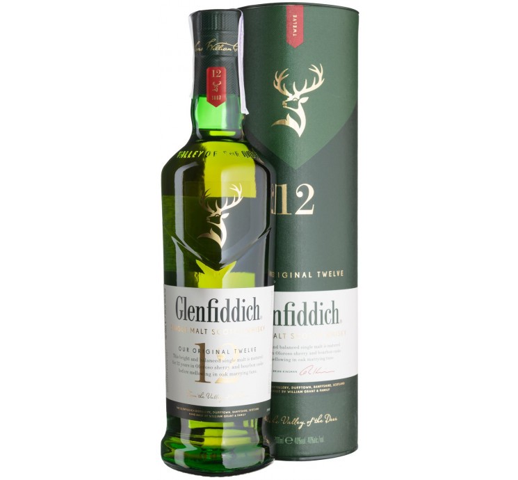 Виски Glenfiddich 12 лет, 0,7 в сув.кор. Шотландия