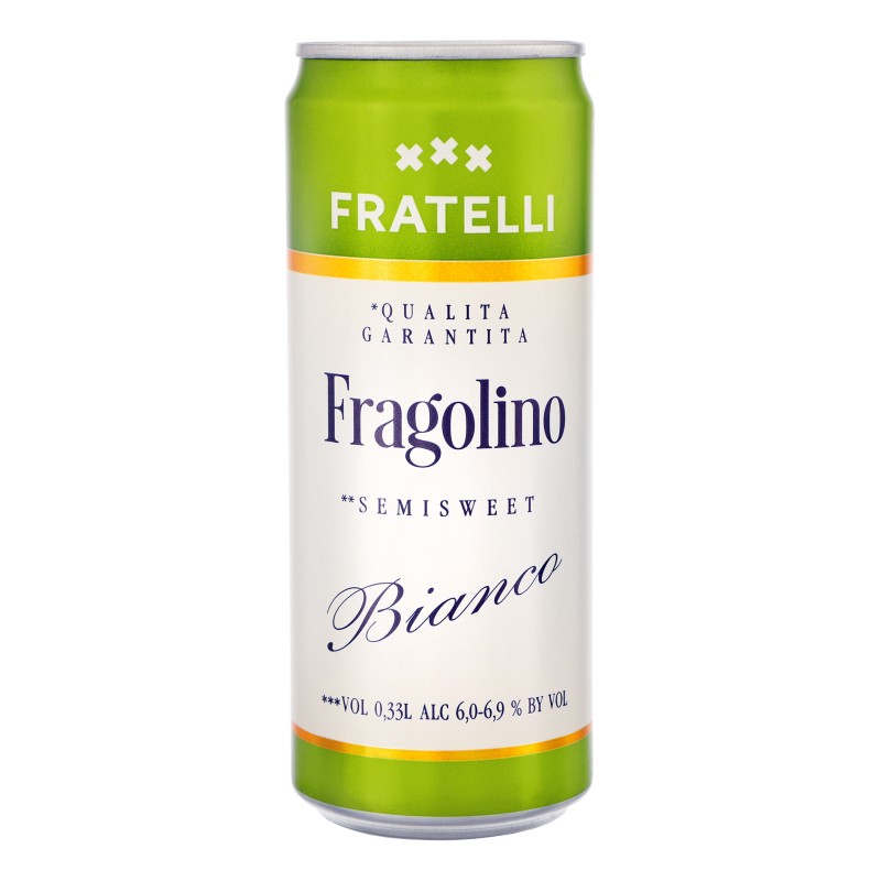 Напій винний Fratelli Fragolino BiancoТМ Gratti 6,9% 330 мл. ж/б