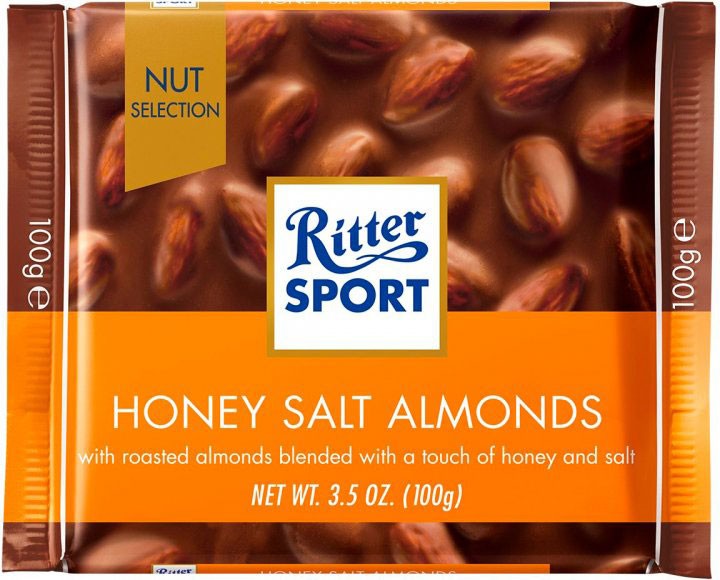 Шоколад Ritter Sport Nut Selection молочний з цільним мигдалем сіллю та медом 100 г