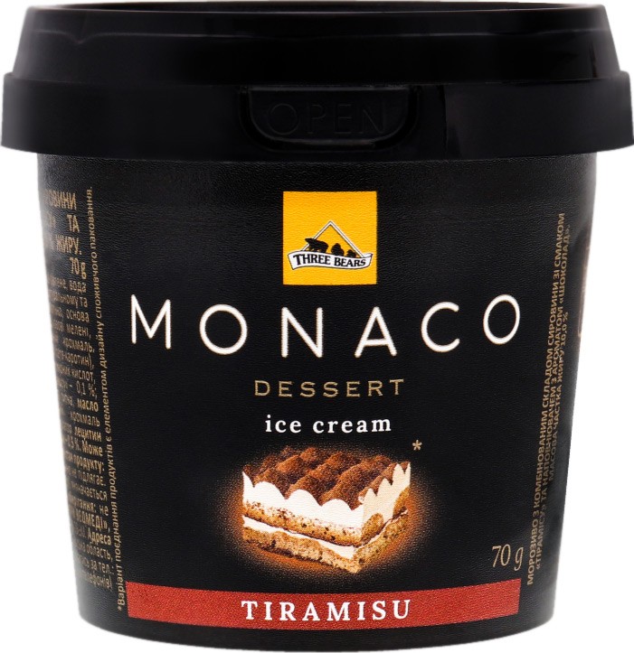 Мороженое Три Медведя Monaco Dessert Тирамису 70г