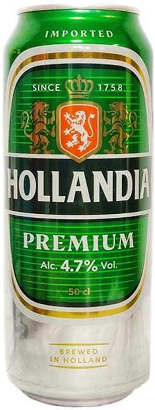 Пиво Hollandia Premium Lager Beer Can 4.7% 0.5 л ж/б