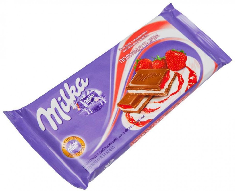 Шоколад Milka с начинкой Клубника 90г