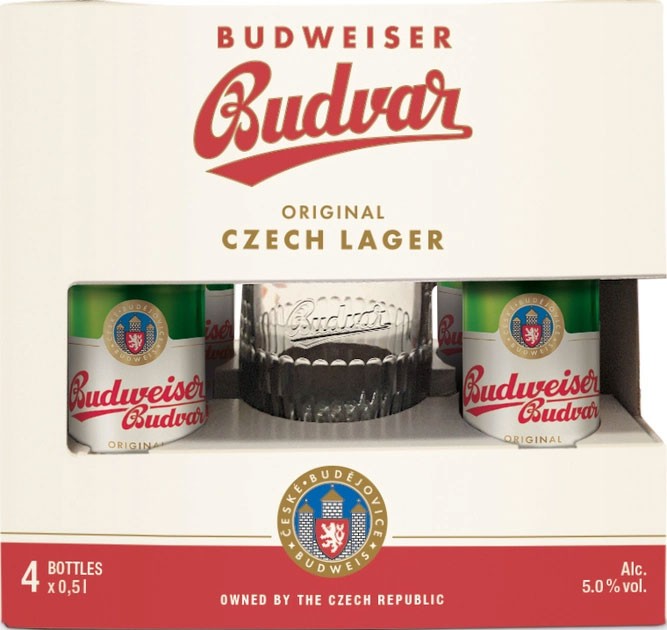Набор пива Budweiser Budvar 4*0.5л +бокал 1шт