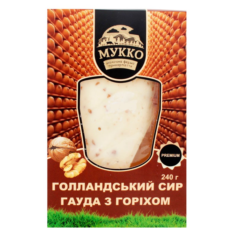 Сыр голландский гауда с орехом ТМ Мукко 40,8% 240г