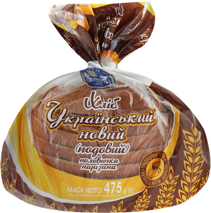 Хлеб Кулиничі Украинский новый подовый половинка в нарезке 475г