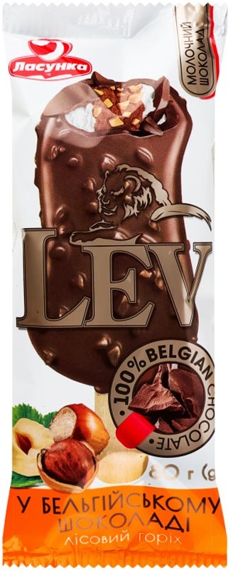 Мороженое Ласунка LEV в Бельгийском шоколаде и лесном орехе 80 г