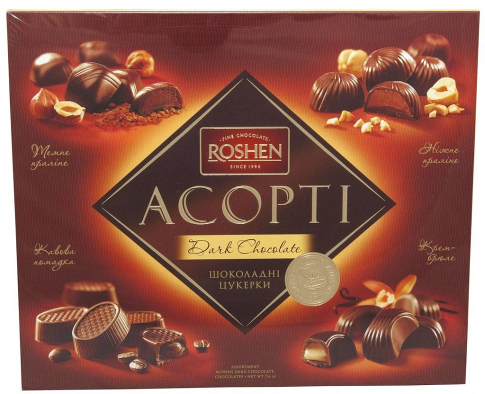 Конфеты Ассорти в черном шоколаде 215 г Roshen