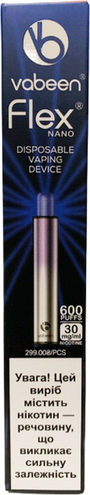 Одноразова електронна сигарета Vabeen Flex Nano 600 2 мл 3% Blue Razz 