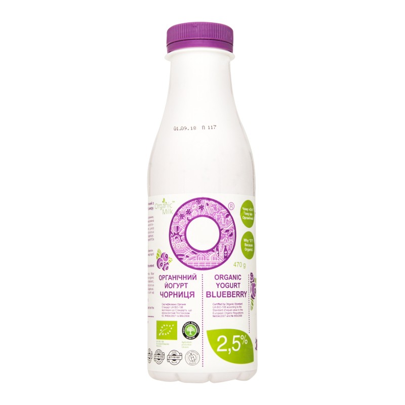 Йогурт Organik Milk з чорницею 2,5% 470г