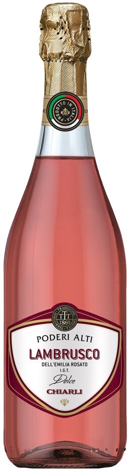 Вино игристое Lambrusco Dell'Emilia Poderi Alti розовое полусладкое 7,5% 0,75л