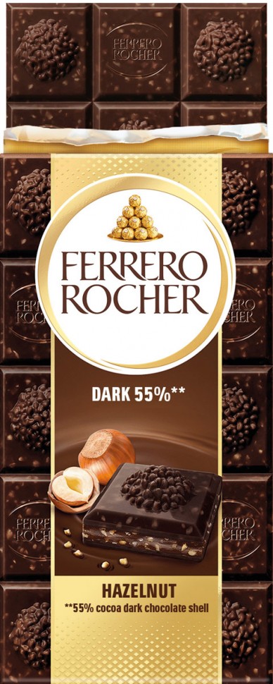 Шоколад чорний Ferrero Rocher з лісовими горіхами 90 г