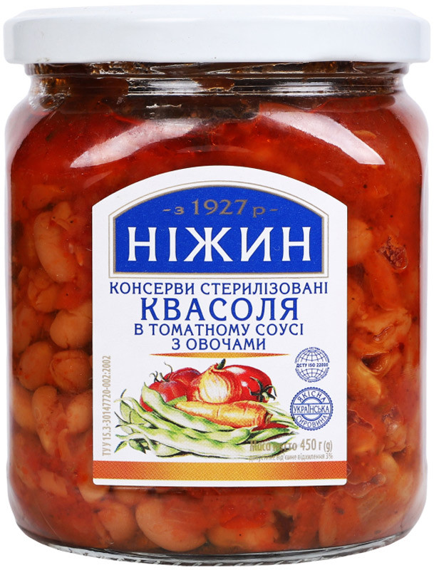Фасоль Ніжин в томатном соусе с овощами 450г