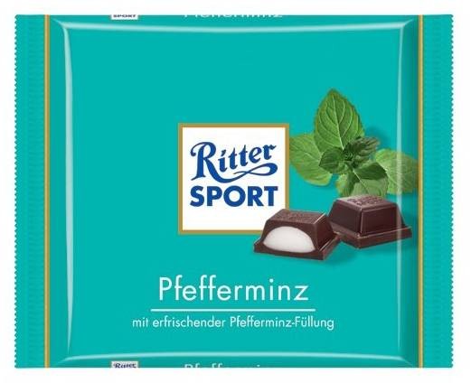 Шоколад Ritter Sport с кремово-мятной начинкой 100г