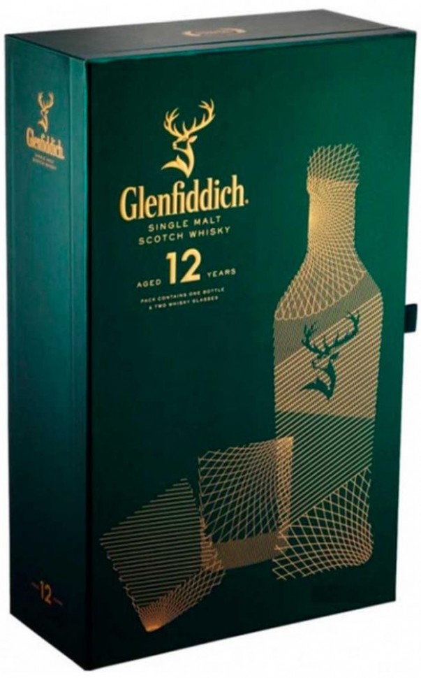 Виски Glenfiddich 12 yo 0,7л 40%+2 бокала