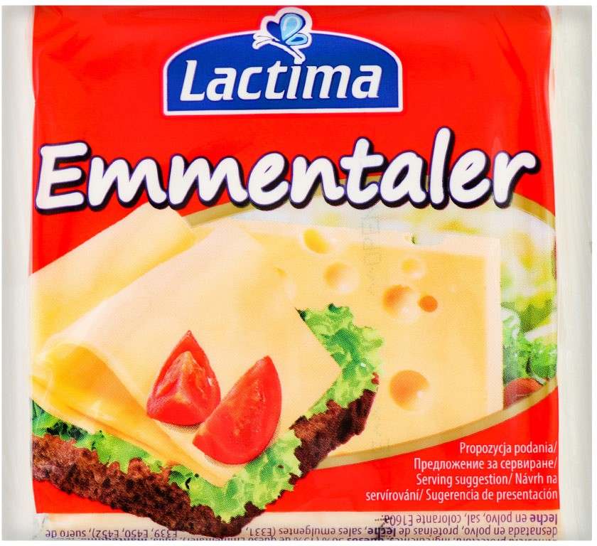Сир плавлений Emmentaler скибочки Lactima 130г