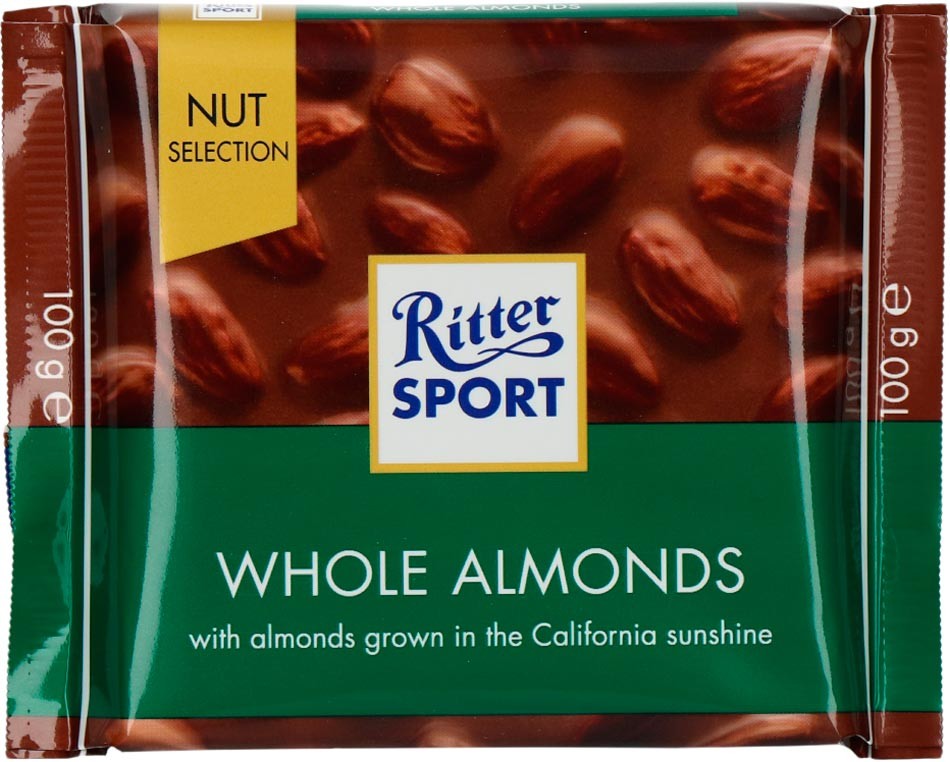 Шоколад Ritter Sport Nut Selection молочний з цільними мигдальними горіхами 100 г