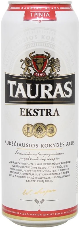 Пиво Tauras Extra світле відфільтроване 5.2 % 0.568 л