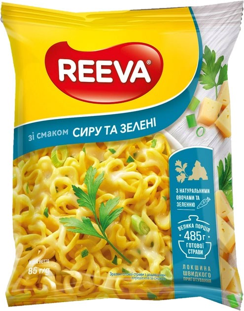 Вермишель быстрого приготовления Reeva со вкусом сыра и зелени 85 г