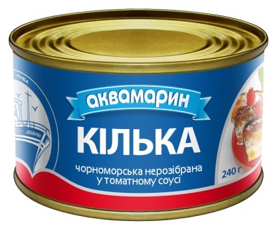 Килька Аквамарин Черноморская не разобрана в томатном соусе 240г