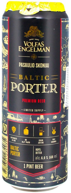 Пиво Volfas Engelman Baltic Porter 6% 0,568 ж/б