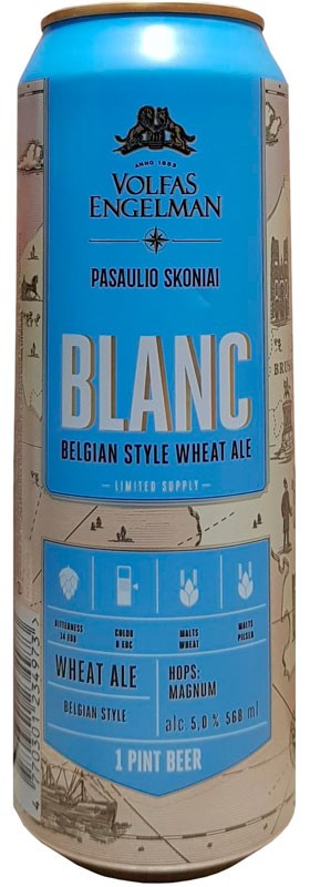 Пиво Volfas Engelman Blanc 5% 0,558л ж/б