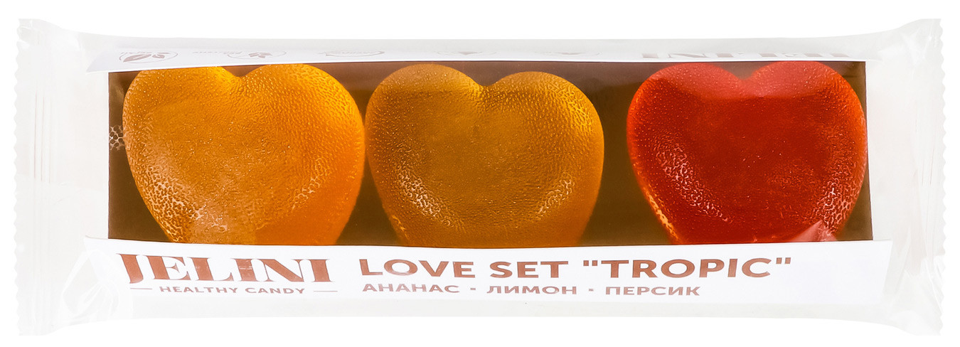 Мармелад Jelini Love Set Tropic желейный со вкусом ананаса лимона персика 90г