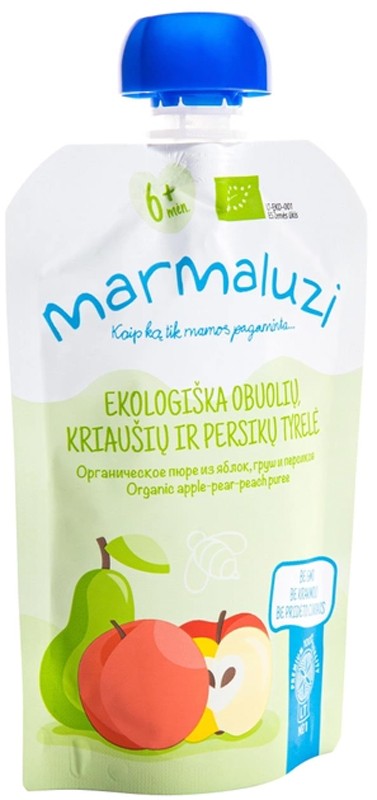 Органічне пюре Marmaluzi Яблучно-грушево-персикове 90г