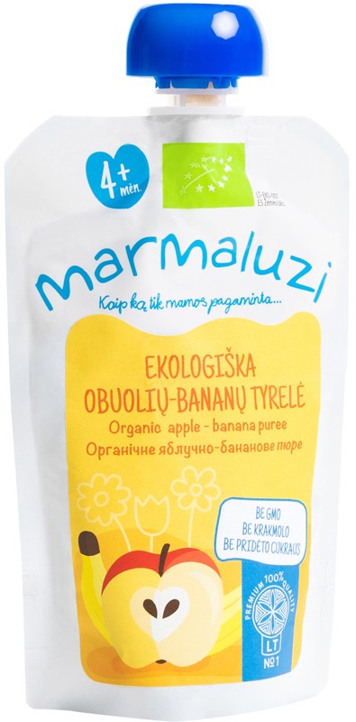Органическое пюре Marmaluzi Яблочно-банановое 90г