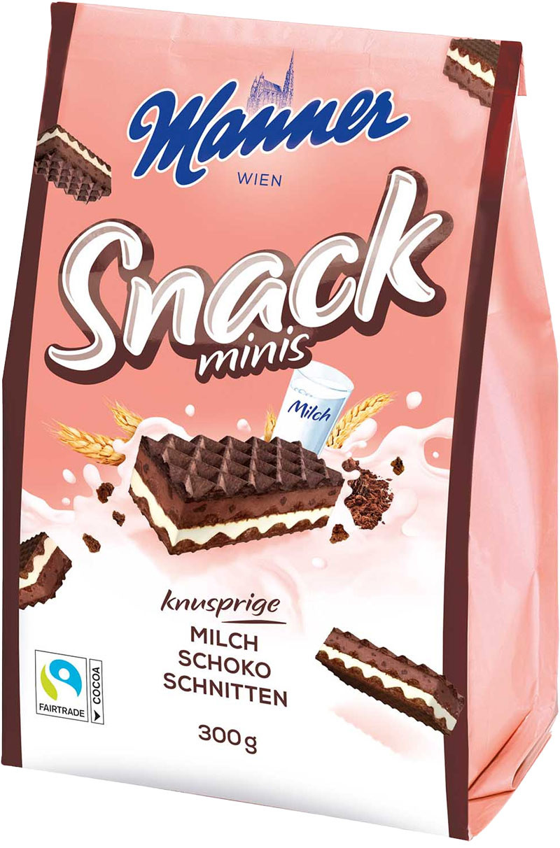 Вафлі Manner Snack Minis з молочно-шоколадним кремом 300г
