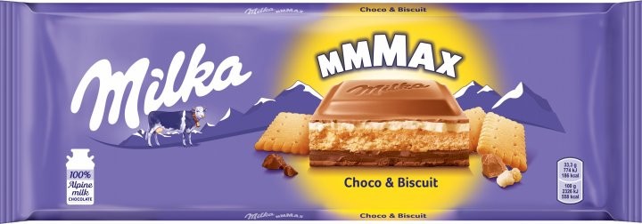 Шоколад молочный с печеньем Choco&Biscuit Milka 300г