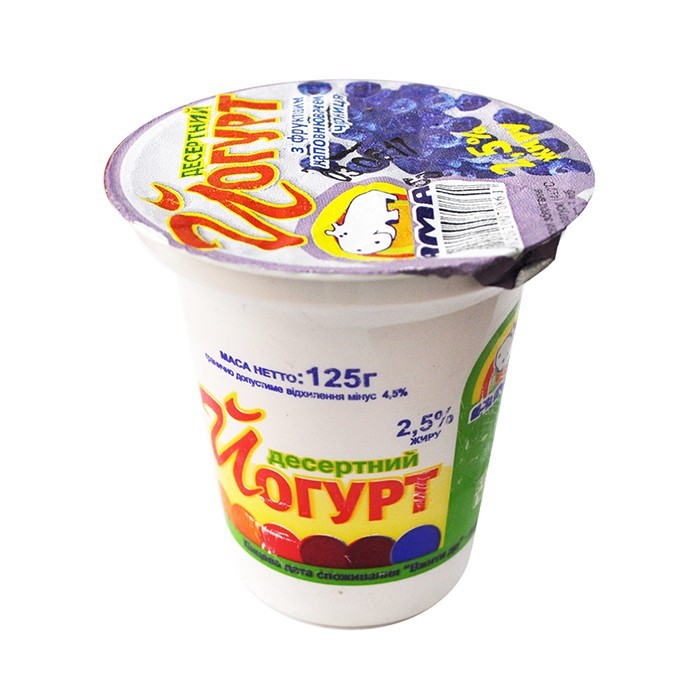Йогурт десертный Черника ТМ Ама 2,5% 0,125стакан