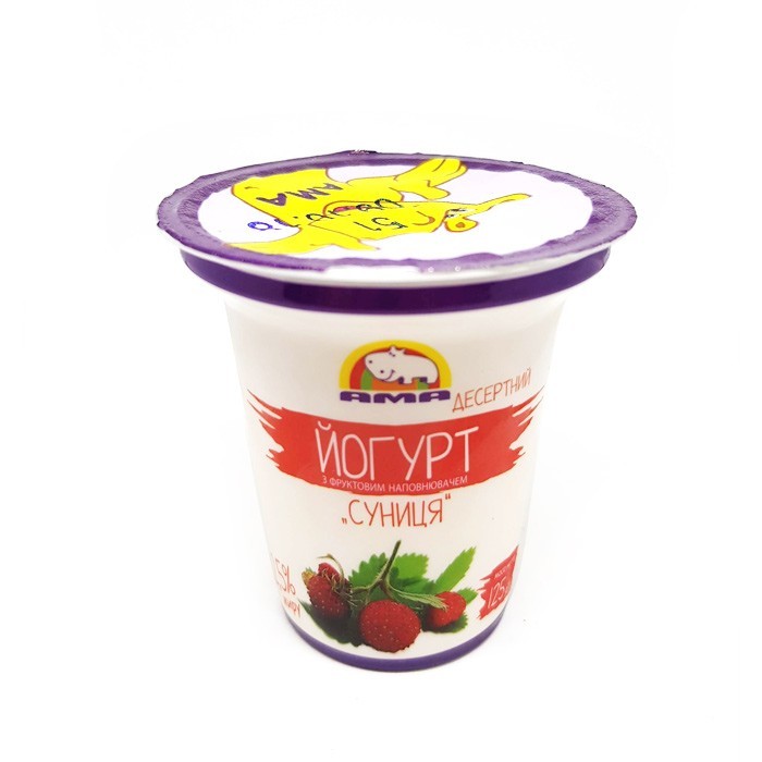 Йогурт десертный Земляника ТМ Ама 2,5% 0,125стакан