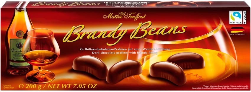Цукерки Maitre Truffout Brandy Beans Праліне з бренді 200 г