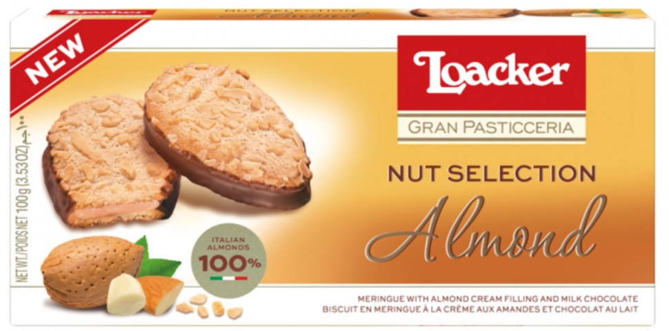 Печенье Loaker Nut Selection с миндальной начинкой и молочным шоколадом 100г