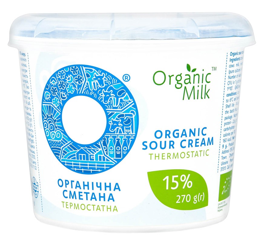 Сметана Organic Milk термостатная 15% 270г